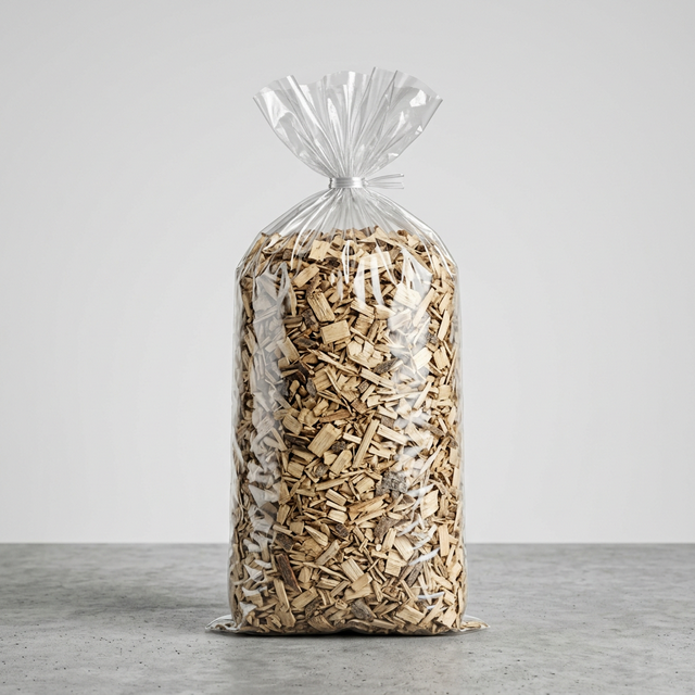 Dabīga šķeldas mulča dārza taciņām